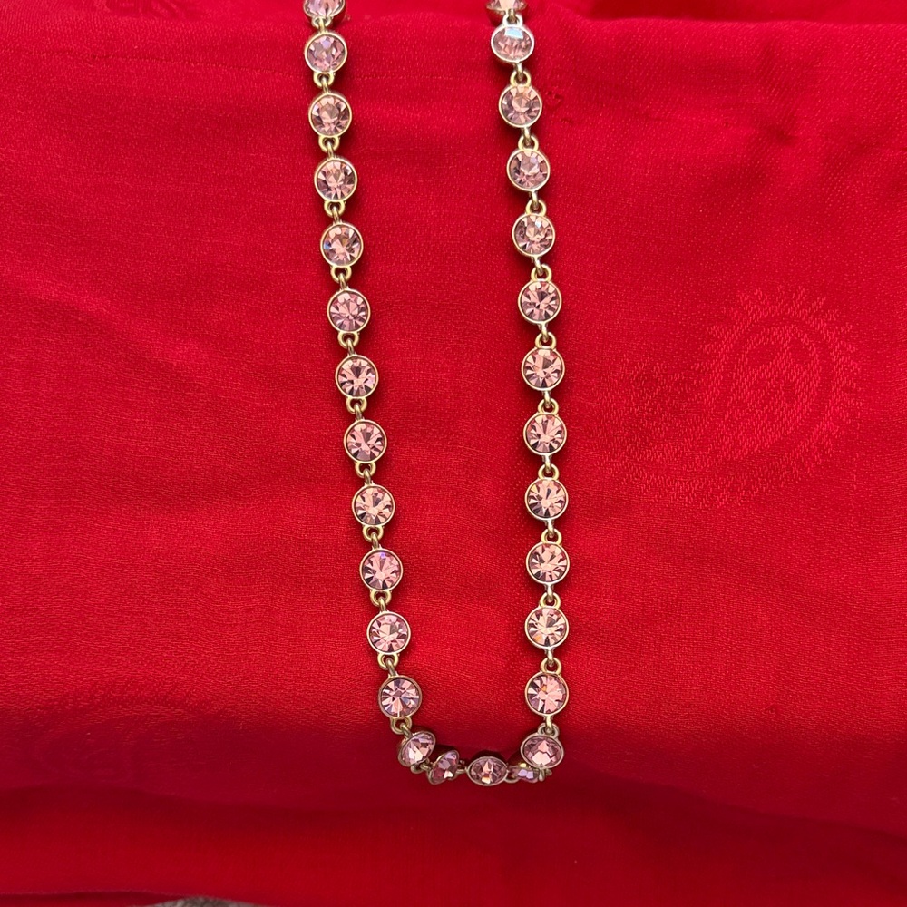 Elegant Gold and Pink Crystal Necklace